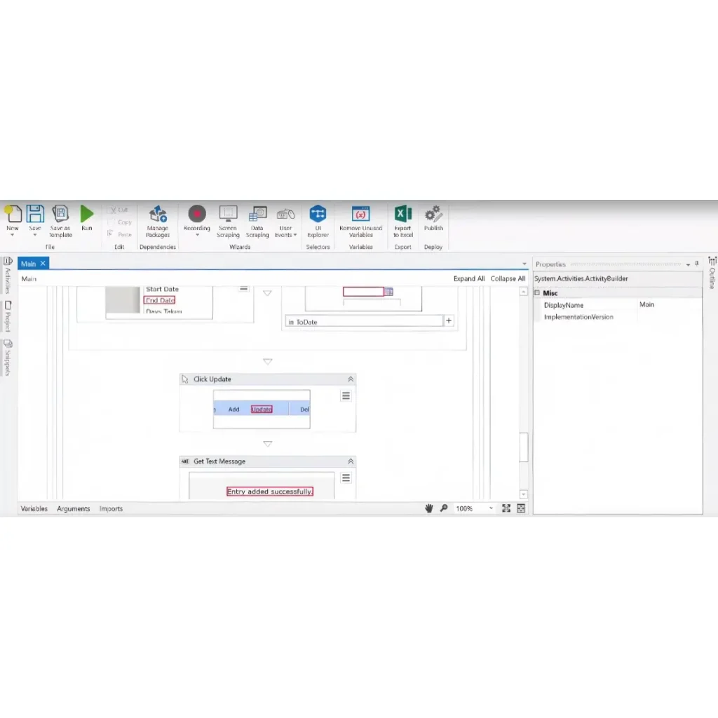 Screenshot of the user-interface, showing the setup of a Chatbot.