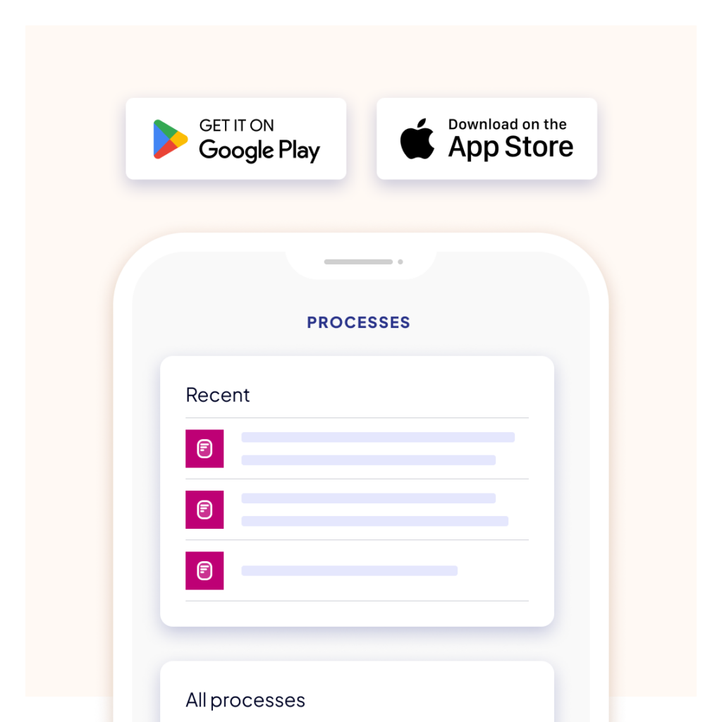 Illustration of process management on a mobile phone showing recent processes used.